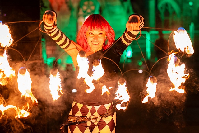 Street theatre and interactive arts group Travelling Light Circus performed shows to packed crowds